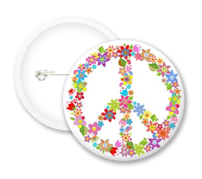 Flower Peace Button Badges