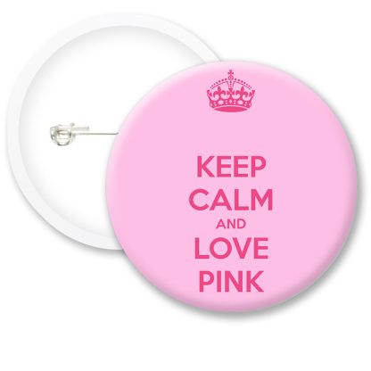 Keep Calm and Love Pink Button Badges