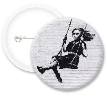 Banksy Swinging Girl Button Badges