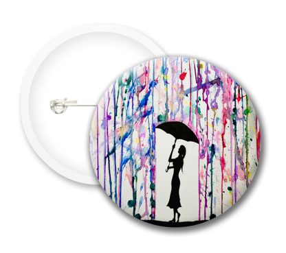 Banksy Girl With Umbrella Button Badges