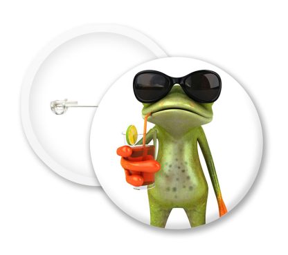 Frog with Drink Button Badges